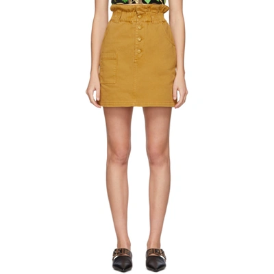 Shop Fendi Tan Denim Button-up Miniskirt In F1akv Brown
