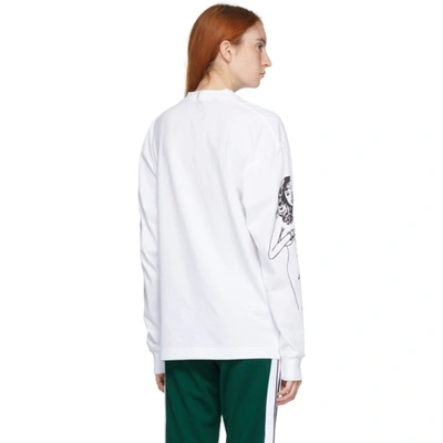 Shop Palm Angels White Small Exotic Club Long Sleeve T-shirt