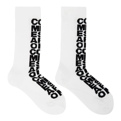 Shop Comme Des Garçons White Horizontal Logo Socks In 2 White