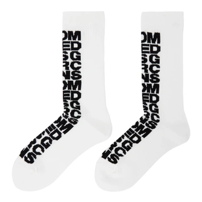 Shop Comme Des Garçons White Horizontal Logo Socks In 2 White