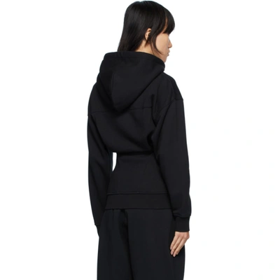 Shop Alexander Wang T Black Sculpted Zip-up Hoodie In 001 Black