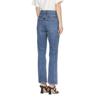 Shop Agolde Blue Pinch Waist High Rise Kick Jeans In Placebo