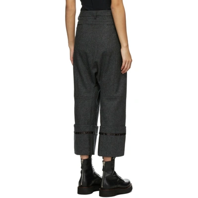 Shop R13 Grey Wool Tailored Cross Over Trousers In Charcoal