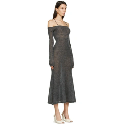 Shop Jacquemus Grey Mohair 'la Robe Maille Lauris' Long Dress In Dark Grey
