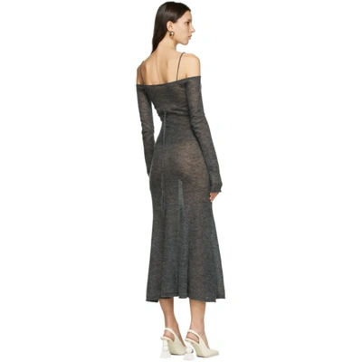 Shop Jacquemus Grey Mohair 'la Robe Maille Lauris' Long Dress In Dark Grey