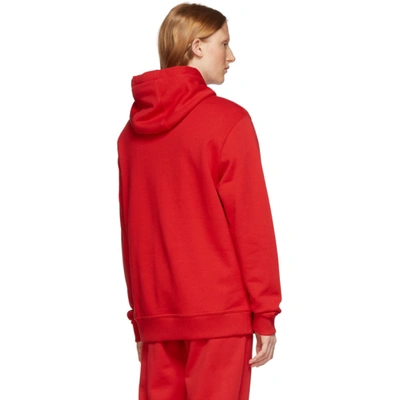 Shop Burberry Red Landon Logo Hoodie In Bright Red