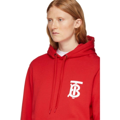 Shop Burberry Red Landon Logo Hoodie In Bright Red