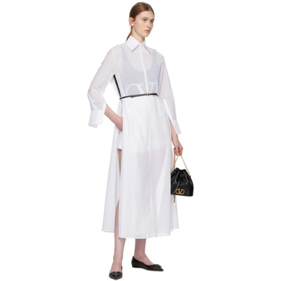 Shop Valentino White Sheer Shirt Dress In 0bo White