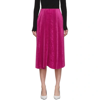 Shop Balenciaga Pink Pleated Kick Skirt In 5510 Fuchsi