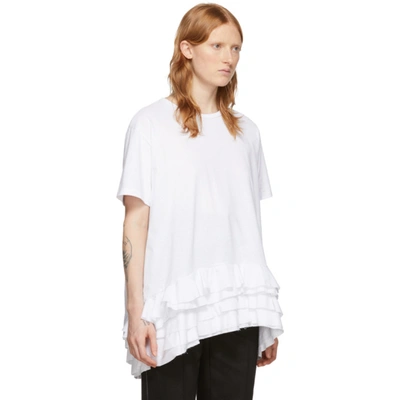 Shop Alexander Mcqueen White Ruffle T-shirt In 9000 Opwhit