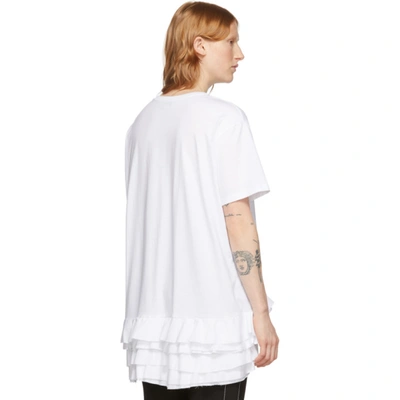 Shop Alexander Mcqueen White Ruffle T-shirt In 9000 Opwhit
