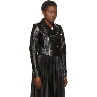 Shop Givenchy Black Leather Studded Biker Jacket In 001 Black
