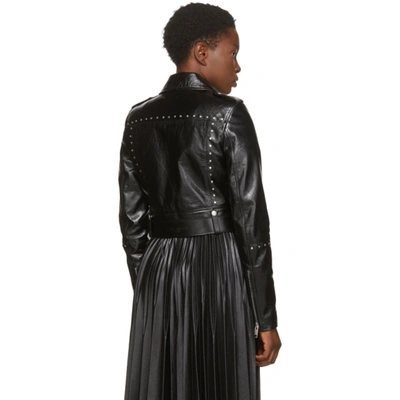 Shop Givenchy Black Leather Studded Biker Jacket In 001 Black
