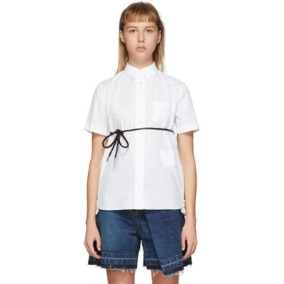 Shop Sacai White Poplin Belted Zip Shirt In 101 White