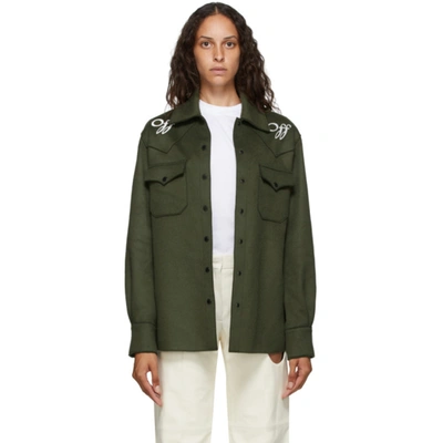 Shop Off-white Green Boxy Jacket