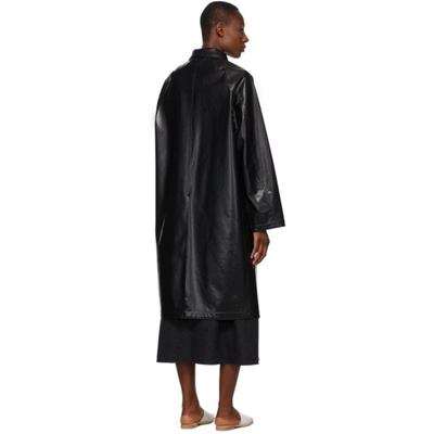 Shop Auralee Black Wool Cashmere Laminate Coat