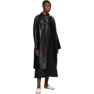 Shop Auralee Black Wool Cashmere Laminate Coat