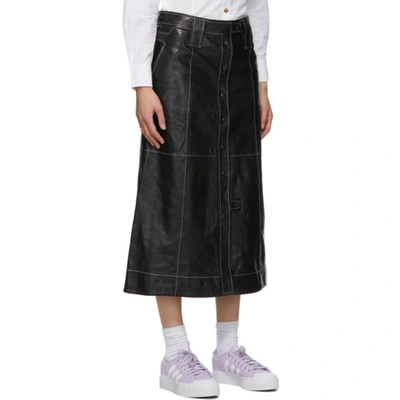 Shop Ganni Black Lamb Leather Skirt In 099 Black