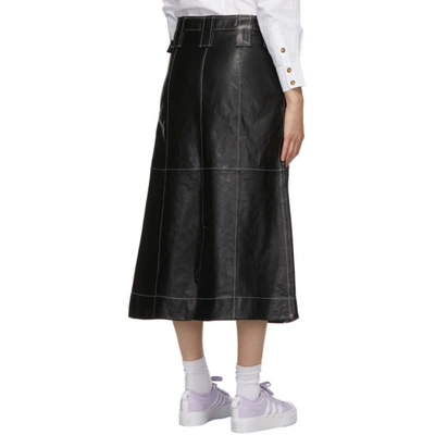 Shop Ganni Black Lamb Leather Skirt In 099 Black