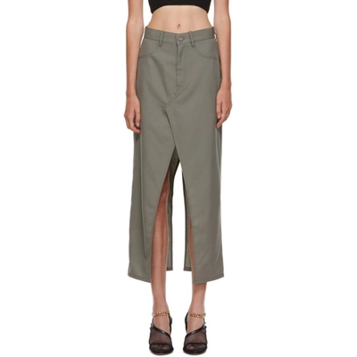 Shop Dion Lee Green Wool Jean Skirt In Slate Green