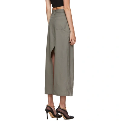 Shop Dion Lee Green Wool Jean Skirt In Slate Green