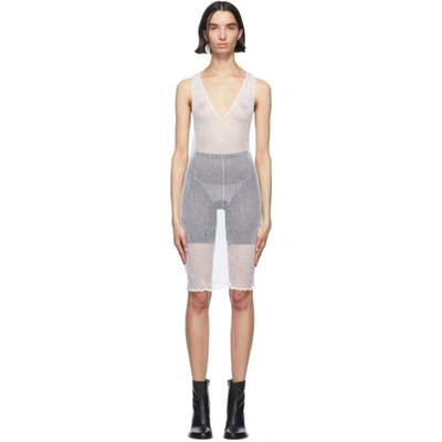 Shop Ann Demeulemeester White Sheer Foggy Knitted Tank Top In 001 White