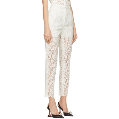 Shop Dolce & Gabbana Off-white Lace Trousers In W0001 White