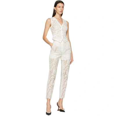 Shop Dolce & Gabbana Off-white Lace Trousers In W0001 White