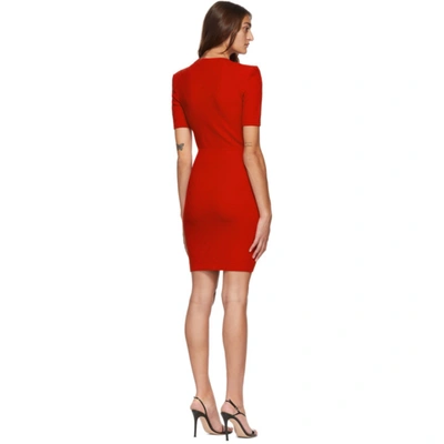 Shop Balmain Red Front Zip Dress In 3ka Red