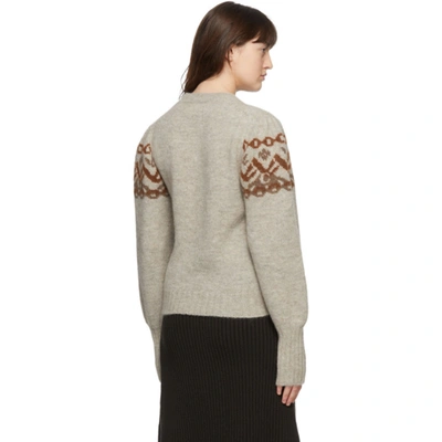 Shop Chloé Beige Alpaca & Wool Fair Isle Sweater In 90a Gry/or