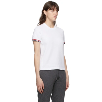 Shop Thom Browne Online Exclusive White Piqué Rwb Stripe T-shirt In 100 White