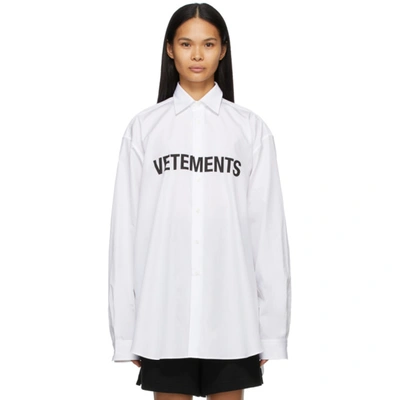 Shop Vetements White Logo Shirt