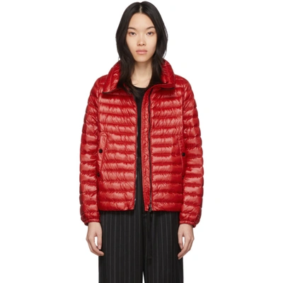 Shop Moncler Red Down Basane Jacket In 45d Red