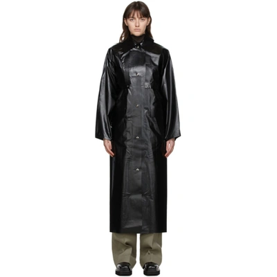 Shop Kassl Editions Black Oil Long Coat In 0069 Black