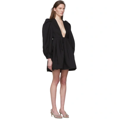 Shop Valentino Black Wool & Silk Balloon Sleeve Short Dress In 0no Black