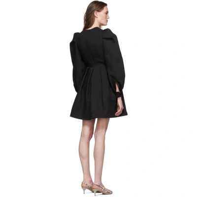 Shop Valentino Black Wool & Silk Balloon Sleeve Short Dress In 0no Black