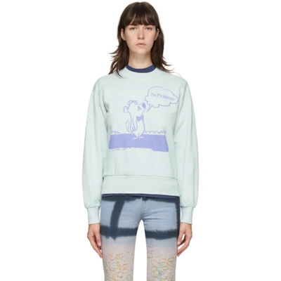 Shop Aries Blue Stoner Bear Sweatshirt In Pb Pale Blu