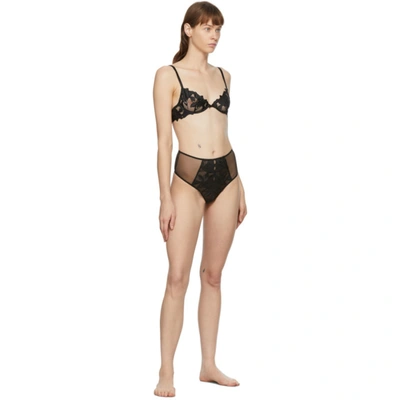 Shop Fleur Du Mal Black Embroidery Lily Bra In 0100 Black