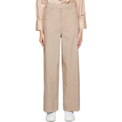 Shop Ganni Beige Mélange Suiting Trousers In 185 Tannin