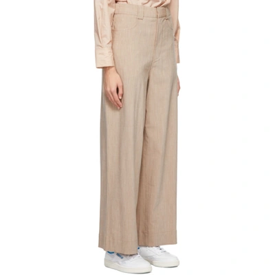 Shop Ganni Beige Mélange Suiting Trousers In 185 Tannin