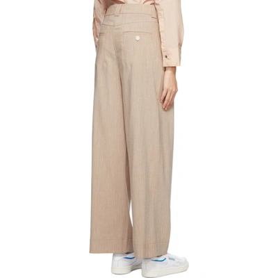 Shop Ganni Beige Mélange Suiting Trousers In 185 Tannin