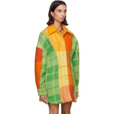Shop Rave Review Red And Green Upcycled Blanket Coat In Unique Chec
