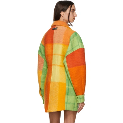 Shop Rave Review Red And Green Upcycled Blanket Coat In Unique Chec