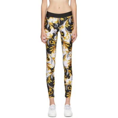 Shop Versace White Allover Print Leggings In A7027 Bianc