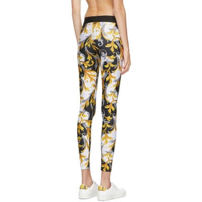 Shop Versace White Allover Print Leggings In A7027 Bianc