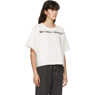 Shop Mm6 Maison Margiela Off-white Logo Cropped T-shirt In 101 Offwhit