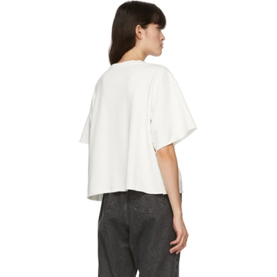 Shop Mm6 Maison Margiela Off-white Logo Cropped T-shirt In 101 Offwhit