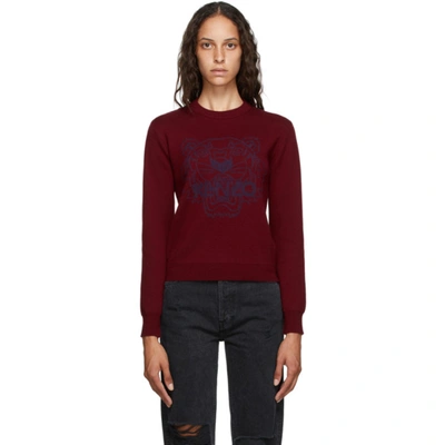 Shop Kenzo Burgundy Tiger Sweater In 25 Magenta