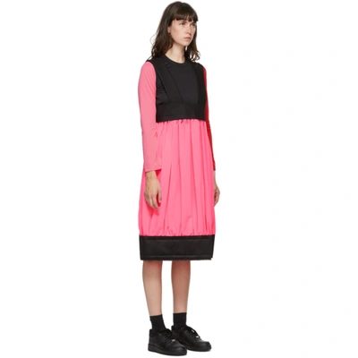 Shop Comme Des Garçons Pink Suspender Midi Skirt In 1 Blk Pink