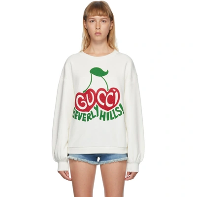 Shop Gucci Off-white 'beverly Hills' Sweatshirt In 9095 Sunlig